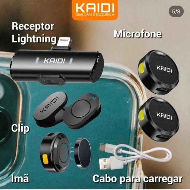 Microfone Duplo Kaidi Kmf4-a Wireless Lightning Para iPhone - Foto 2