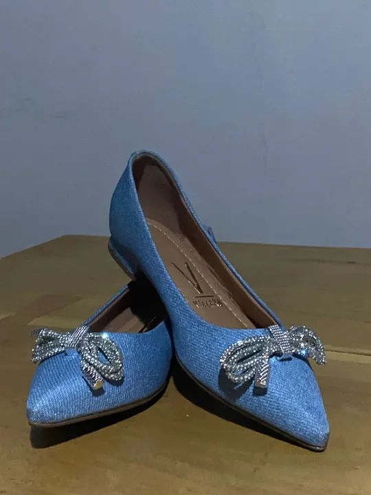 Sapatilha Vizzano Jeans Azul com Laço de Strass