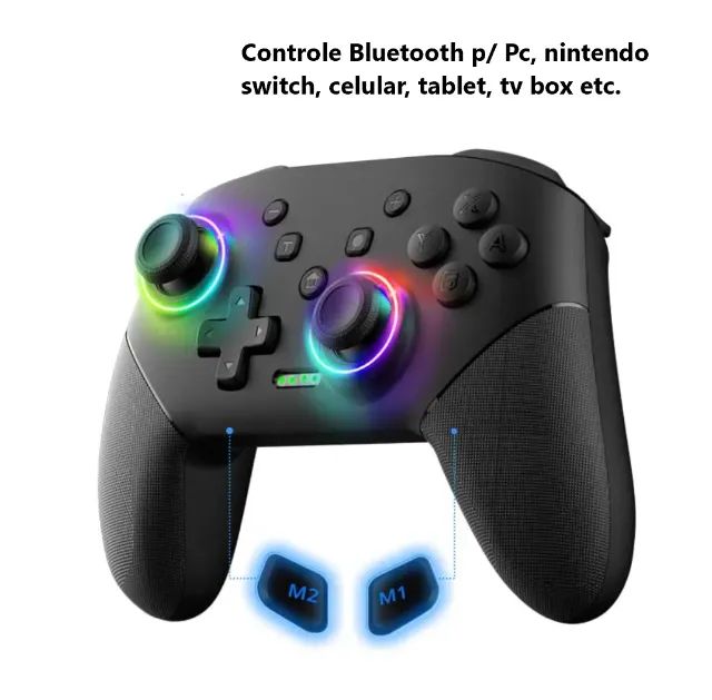 Controle bluetooth datafrog (nintendo switch, pc, android) recarregável Preto
