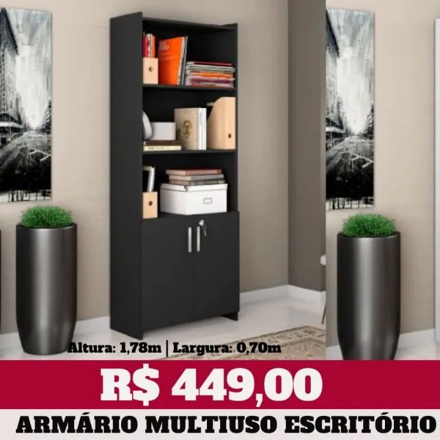Estante Multiuso Escritório 2 Portas com Chave (Novo) Entrega Grátis! - Foto 2