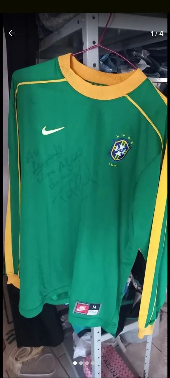  Autografada pelo taffarel - camisa goleiro selecao brasileira / tam M - Foto 3
