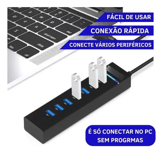 Hub Usb 7 Portas 3.0 Extensor Alta Velocidade Pendrive Not - Foto 2