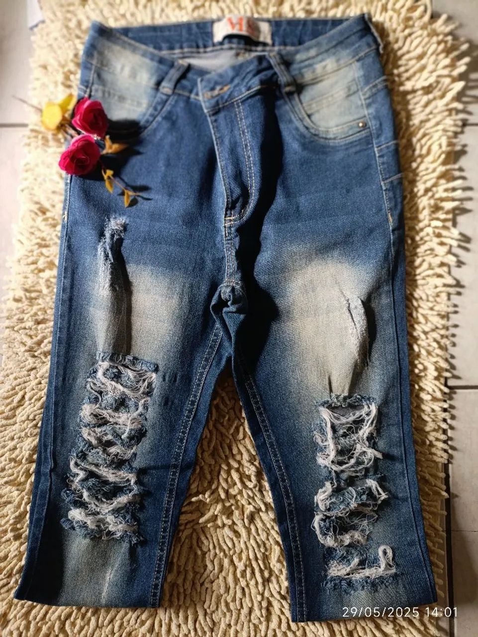 Calça Jeans Feminina Destroyed Azul - Foto 4