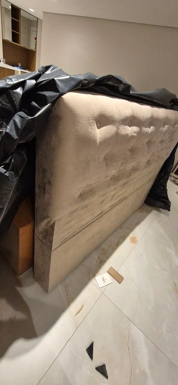 Cabeceira queen suede bege - Foto 3