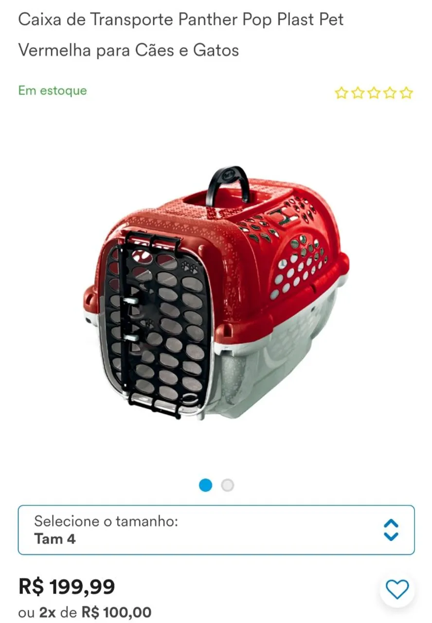 Caixa de Transporte Panther Pop Plast Pet Vermelha Tam 4