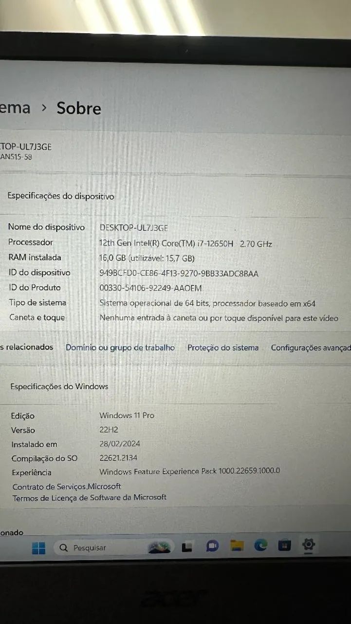 Acer Nitro 5 Gamer | i7 12ª Geração | 16GB RAM | RTX 3050 | SSD 512GB - Foto 2