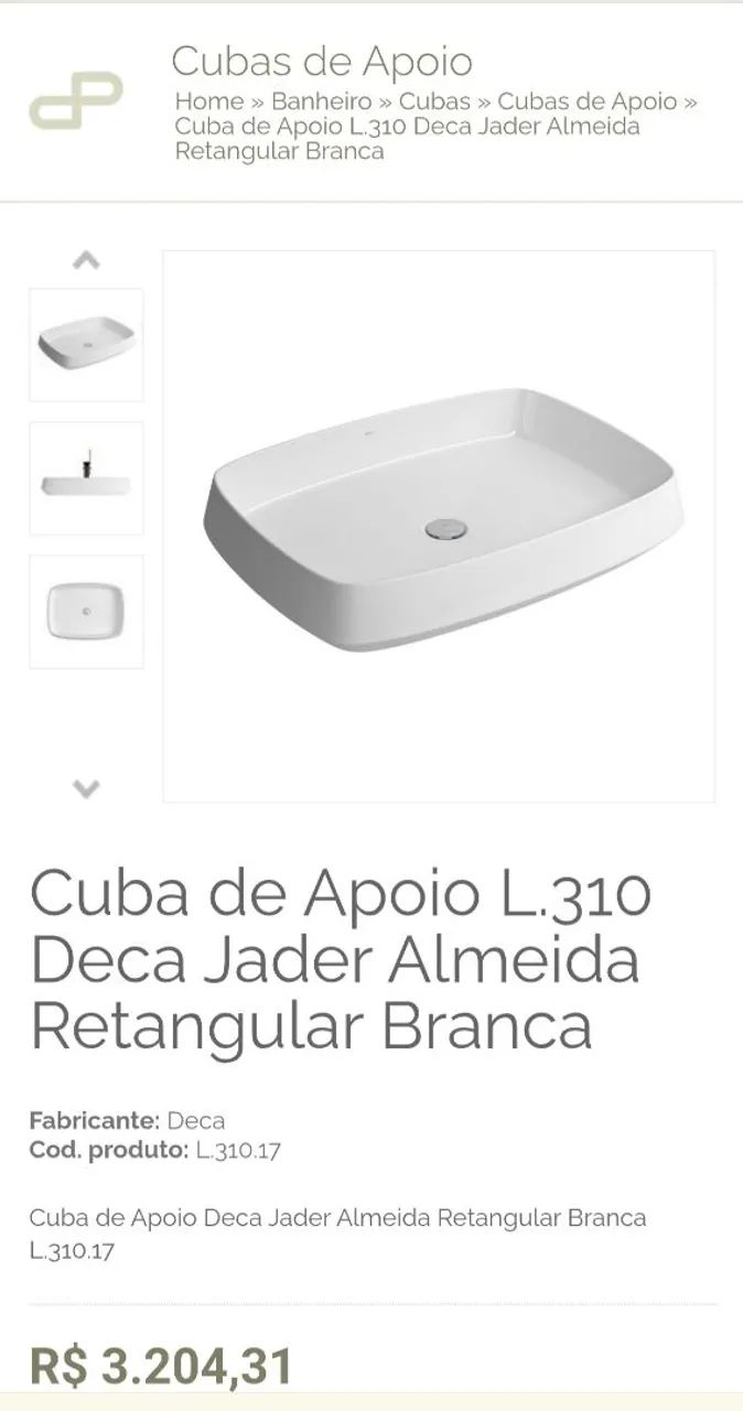 Cuba de Apoio Deca modelo:  L310. 17  Jader Almeida 