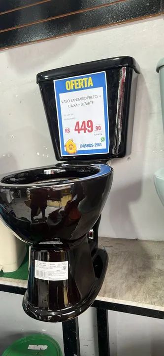 Vaso Sanitário e Caixa Acoplada Oval Preto - Novo - Foto 2