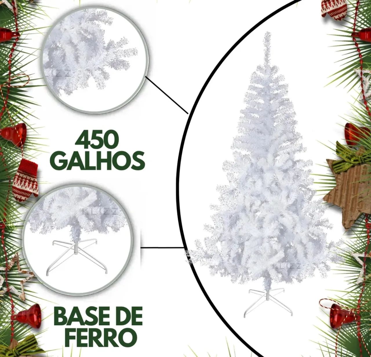 Arvore De Natal Branca 2,10 Metros 450 Galho Pinheiro Branco - Foto 3