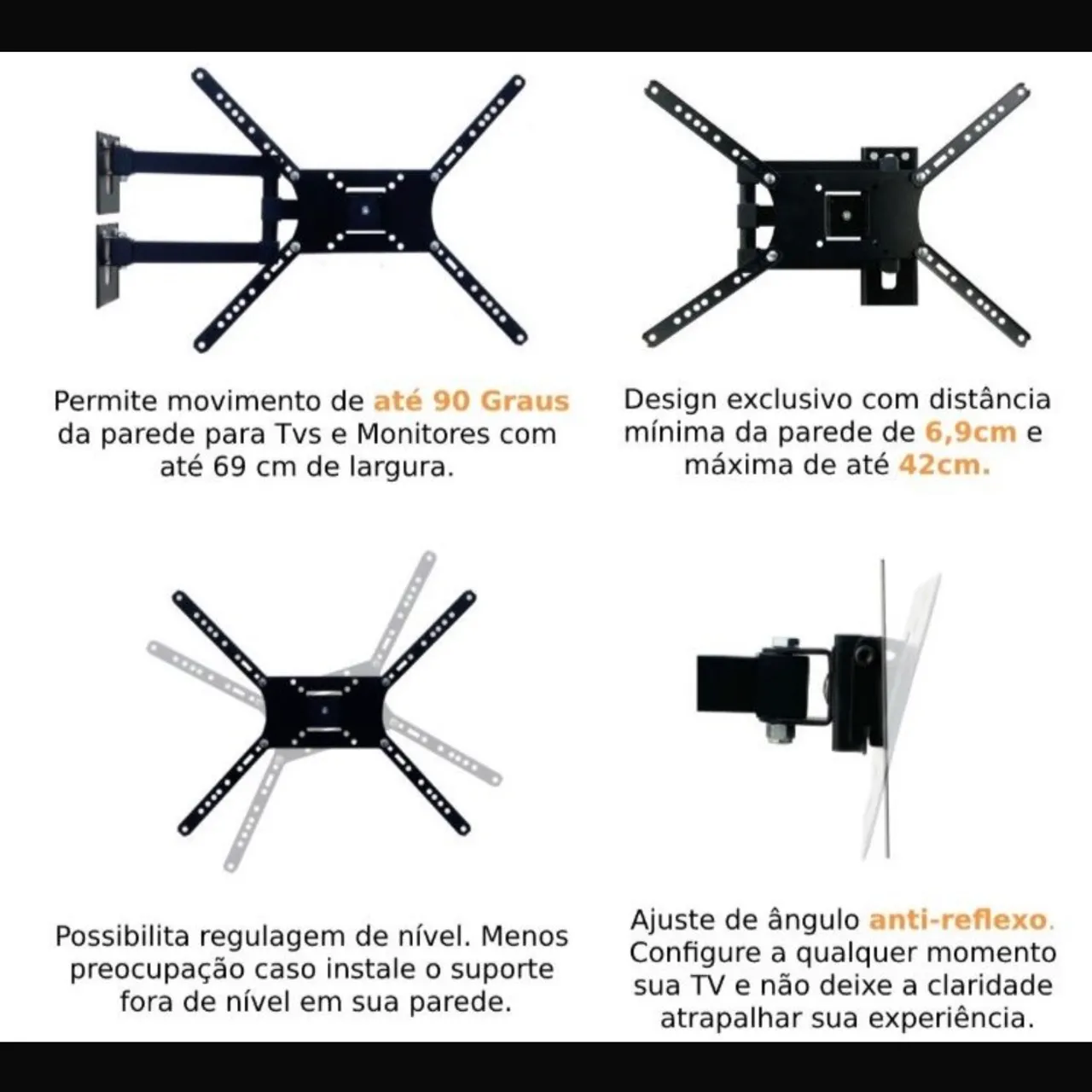 Suporte para TV tri articulado ate 56 polegadas