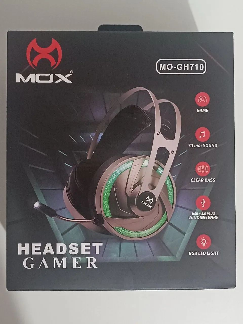 Headset Gamer MOX MO-GH710 - RGB, Som 7.1 de alta Qualidade, Microfone top