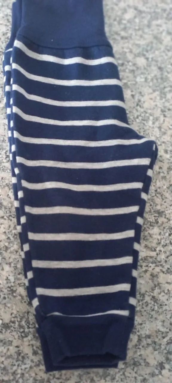 Calça listrada azul e branca para bebê - Foto 5