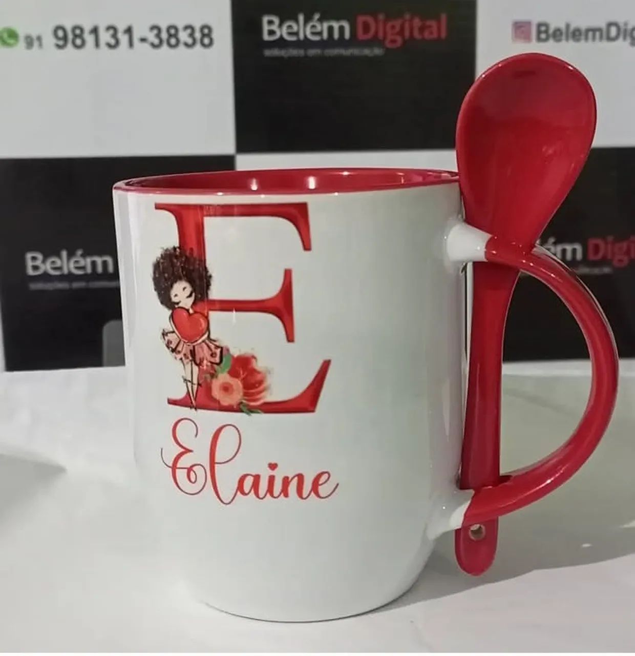 Caneca com colher personalizada 