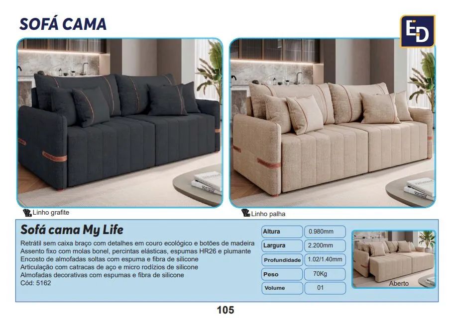 Sofá Cama My Life Retrátil - Conforto e Design