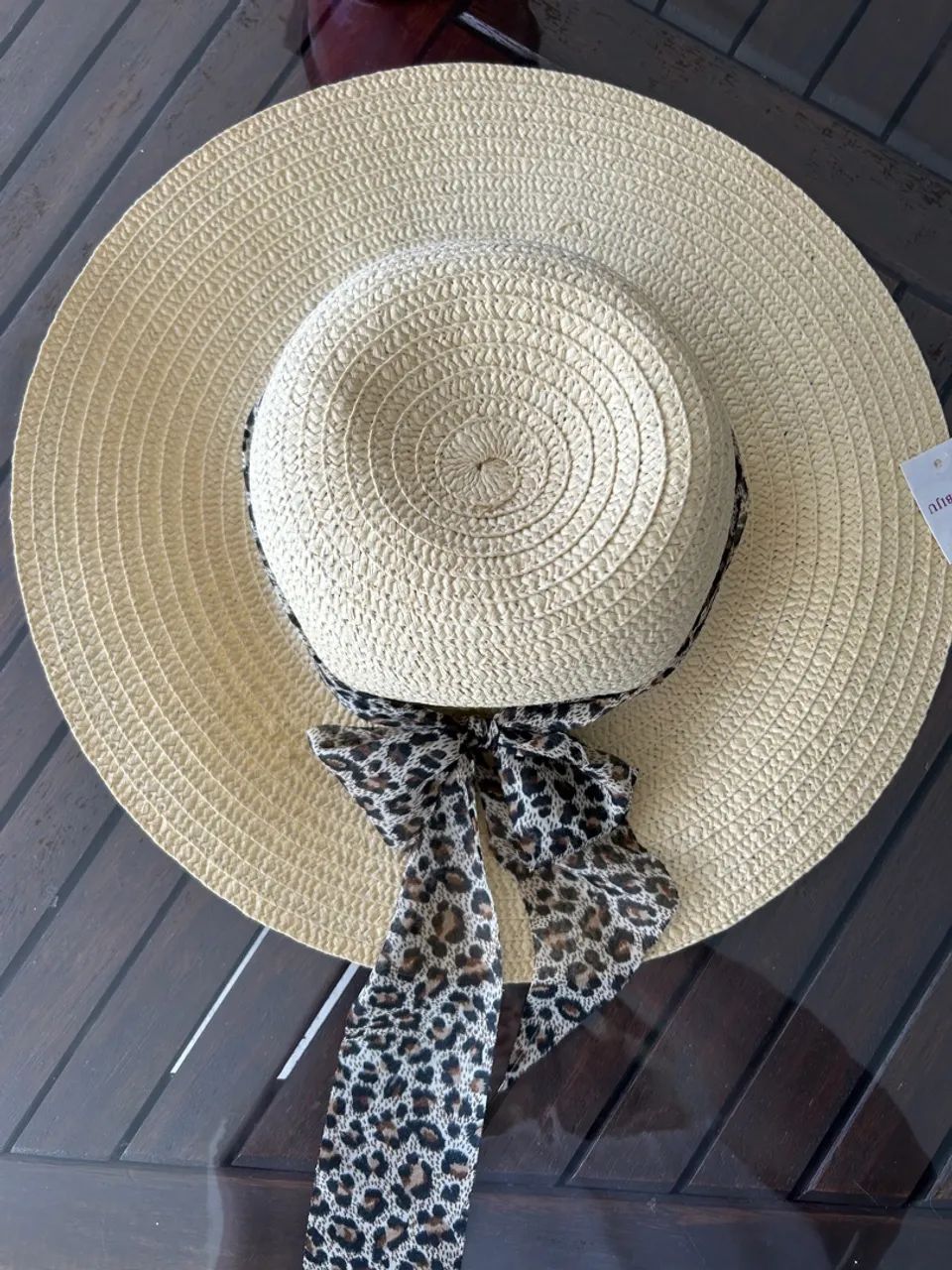 Chapéu de palha com lenço animal print - Foto 2