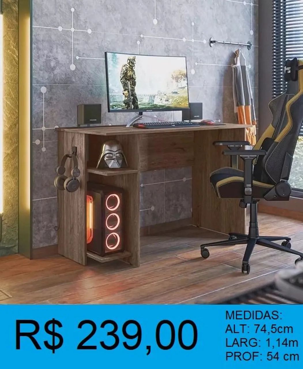 Escrivaninha mesa gamer / diversas cores - Foto 4