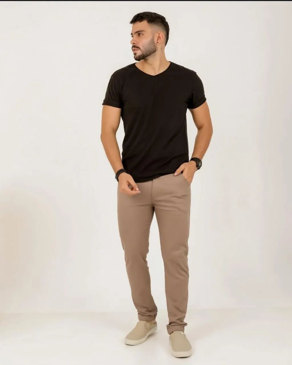 Calça Caqui Sarja Masculina Tam 38 ao 46 - Foto 2