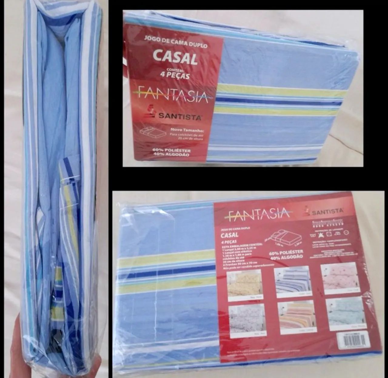 Novos na embalagem!DOIS - Jogo de Lençol Casal Santista (02 tipos - 150 fios e Microleen) - Foto 5