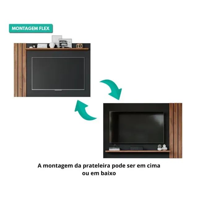 Painel para Tv até 50" Cristal Permobili Preto Chumbo/Savana - Foto 2