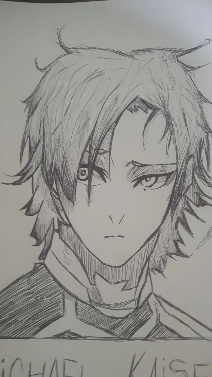 Desenho a caneta do personagem Michael Kaiser de Blue Lock!