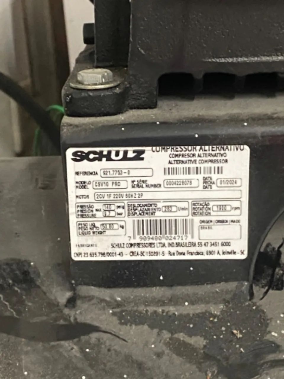 Compressor De Ar 2hp 10 Pés 110 Litros Pro Csv 10/110 Schulz Cor Preto 220V - Foto 2