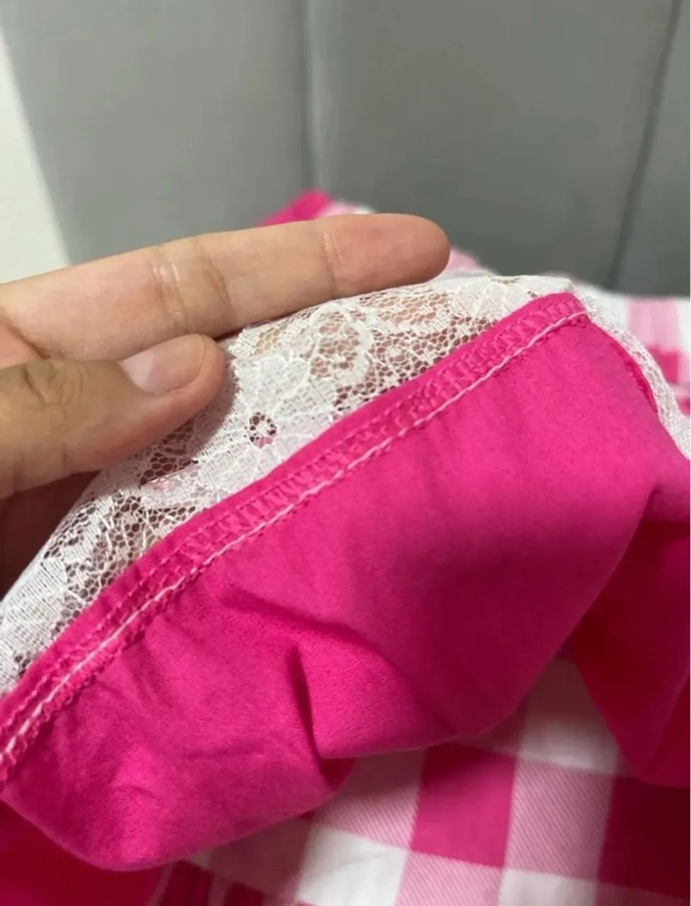 Saia junina rosa com branco - Foto 4