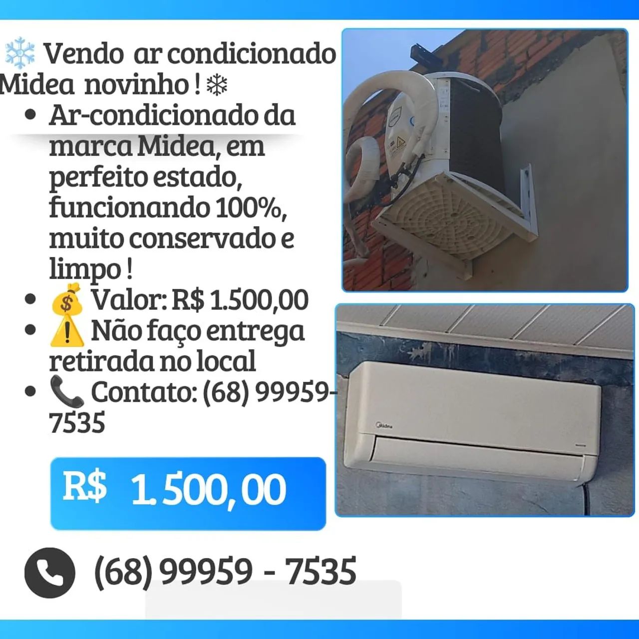 Vendo esse ar condicionado novinho midea