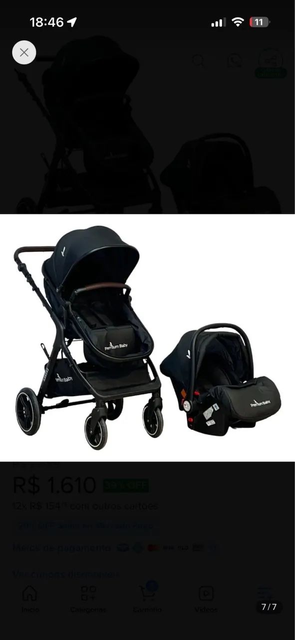Carrinho de bebê Premium + bebê conforte e base para carro - Foto 5