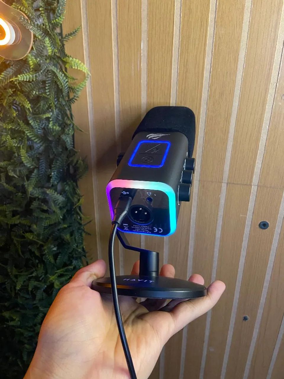 Microfone Gamer Dinâmico Hipercardioide USB XLR Havit GK71 RGB - Foto 6