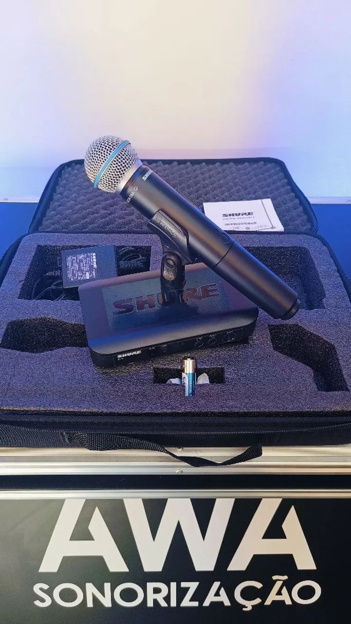 Microfone Sem Fio Profissional Shure BLX24/B58 Beta 58A ( J10 584-608MHz )