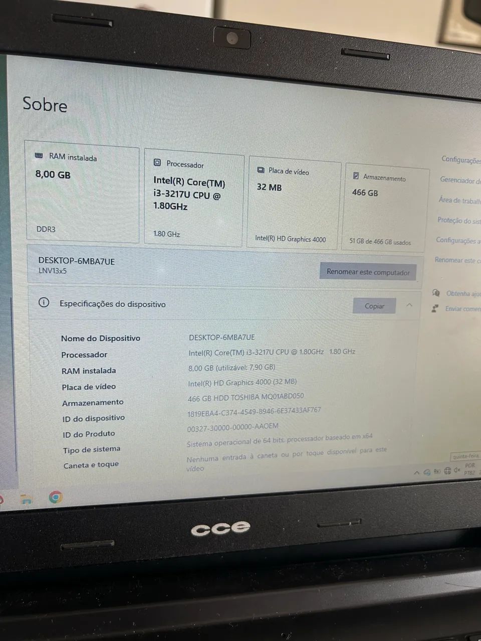 Notebook WIV p/ Estudo e Trabalho: Core i3 + 8GB RAM (Pronto para usar) - Foto 3