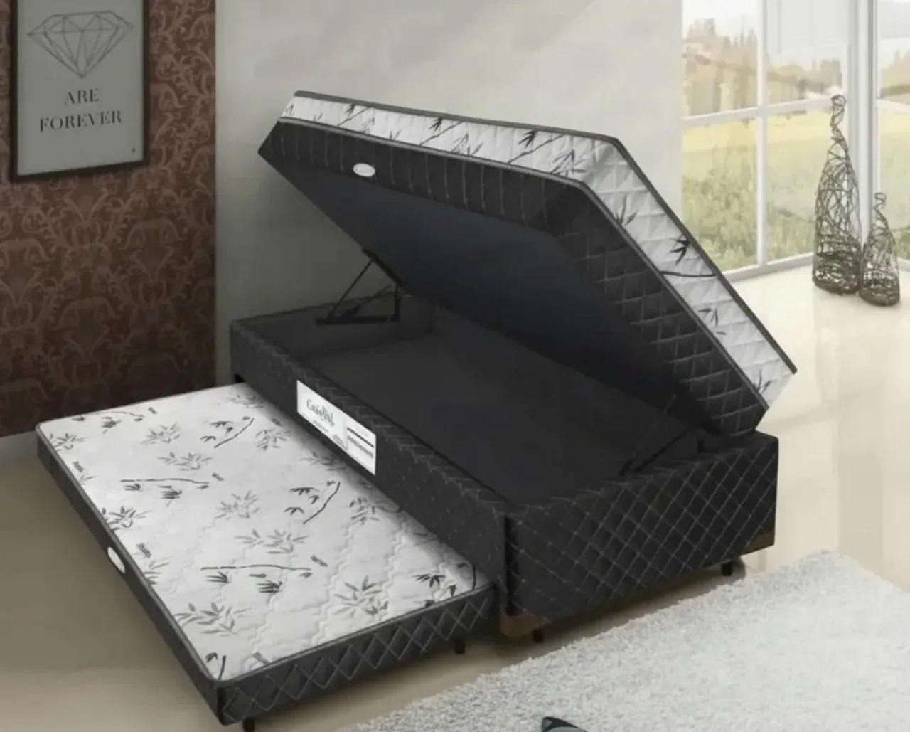 Cama solteirão com baú 