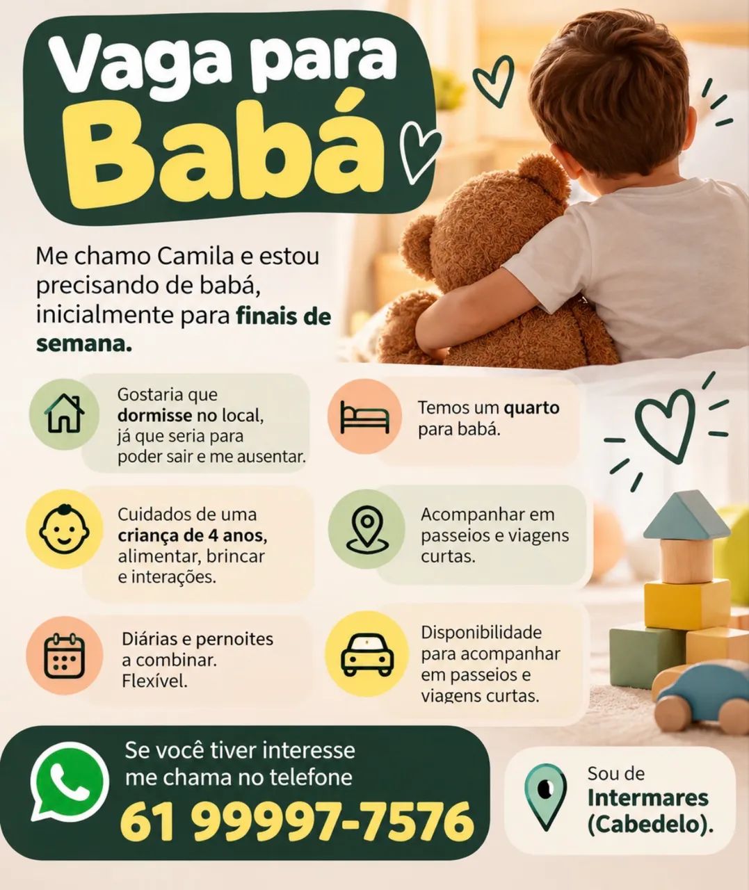 CONTRATO/VAGA PARA BABÁ - INTERMARES/ CABEDELO - Foto 2