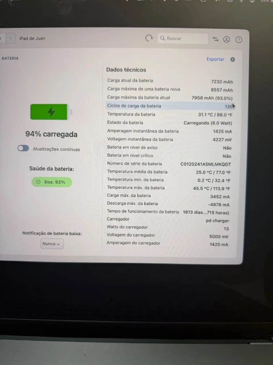 Ipad 9å geração  64 Mb  Saúde da Bateria 93% - 135 ciclos - Foto 5