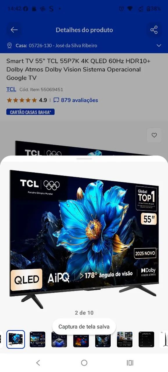 Tv 55 Polegadas Tcl Qled pk7 - Foto 5