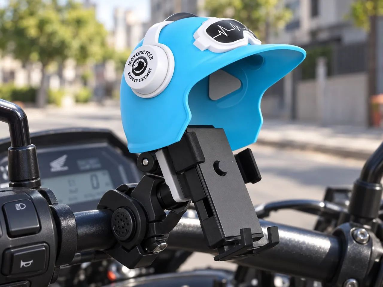 Suporte de Celular para Moto com Quebra-Sol Mini Capacete Oberon - Foto 3