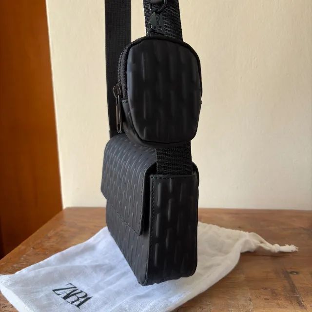 Zara Bolsa Masculina Preta - Foto 3