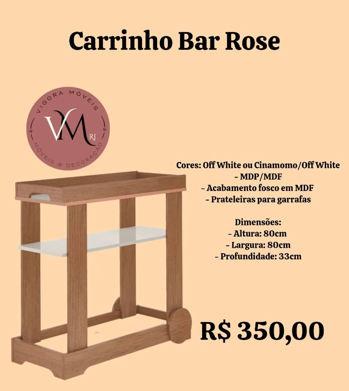 Carrinho Bar Rose 