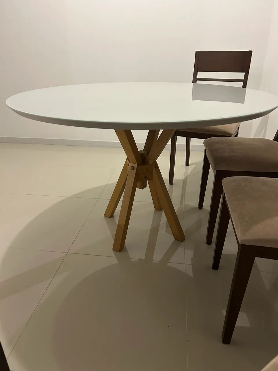 Mesa de jantar redonda de vidro, 1,20 metro - Foto 4