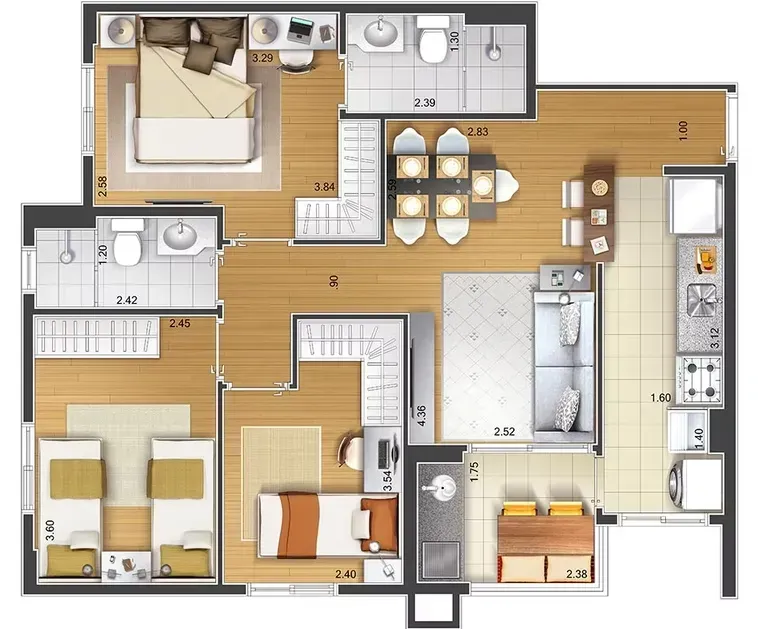 PLANTA 70m²