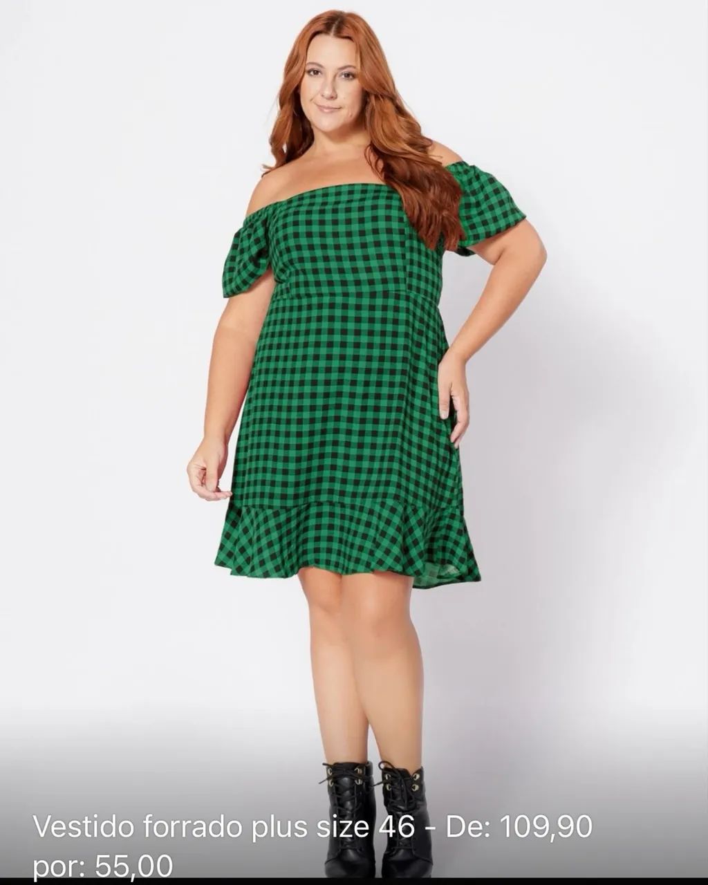 Vestido xadrez plus size 46