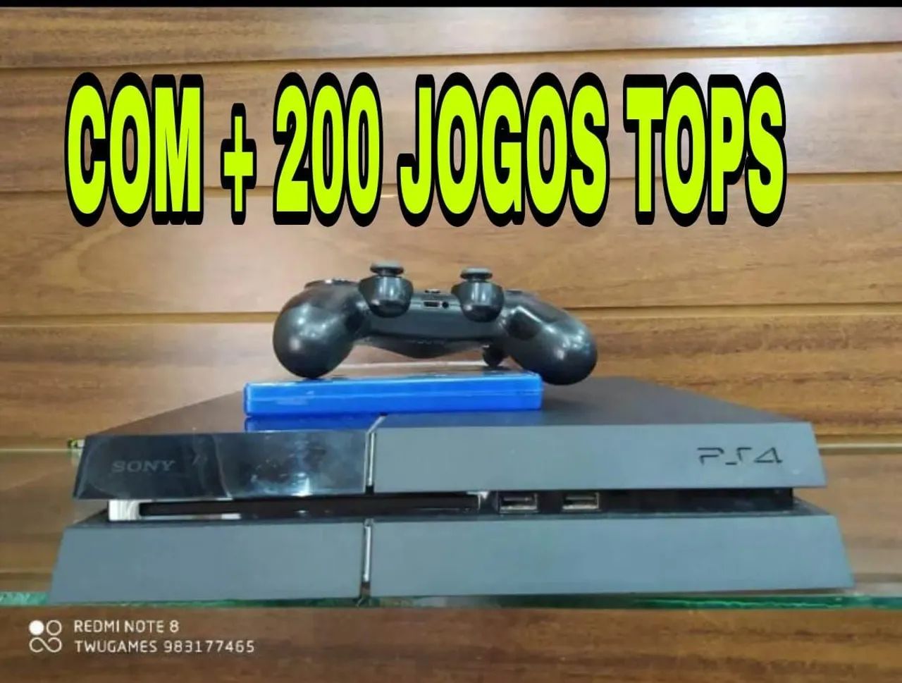 PS4 + 200 jogos tops 