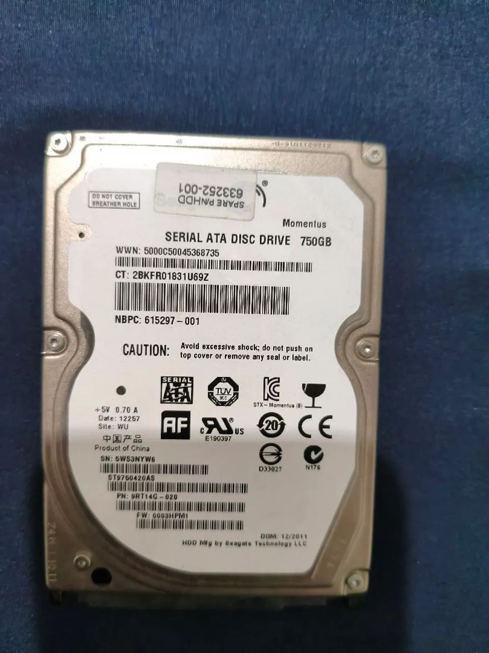 HD notebook 750 GB