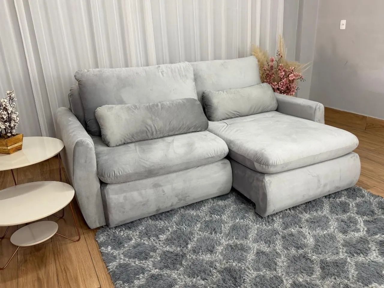 Sofá Cama Retrátil Reclinável Amaranto 2.30m Veludo Entrega Rápida - Foto 5