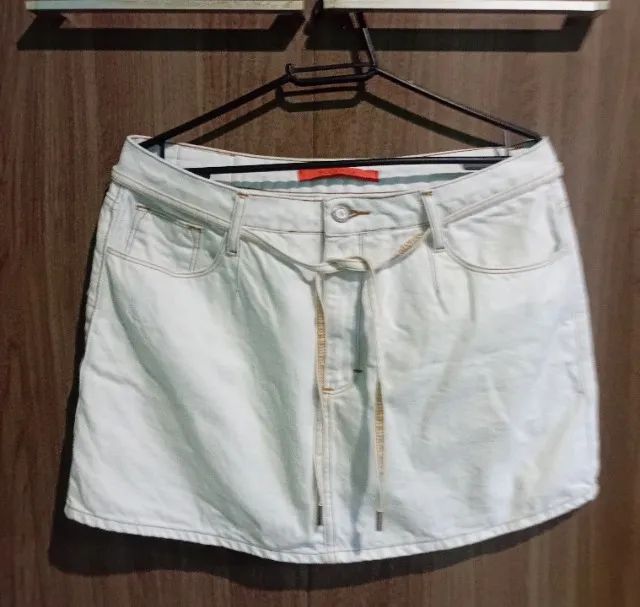 Saía jeans moça flor 