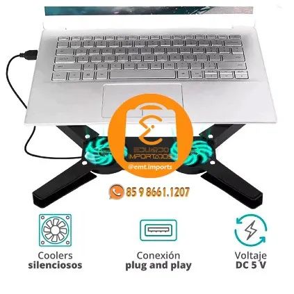 Suporte Notebook Base Com 2 Cooler de Ventilação KA-818 - Foto 4