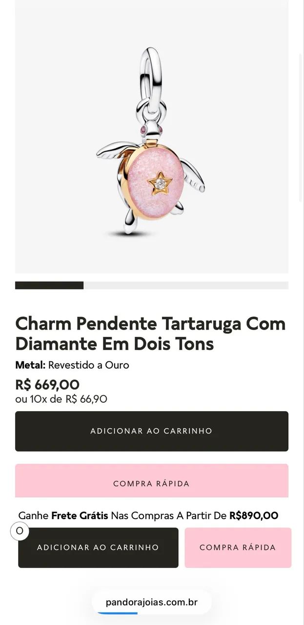 Charm Pandora tartaruga com diamante - Foto 4