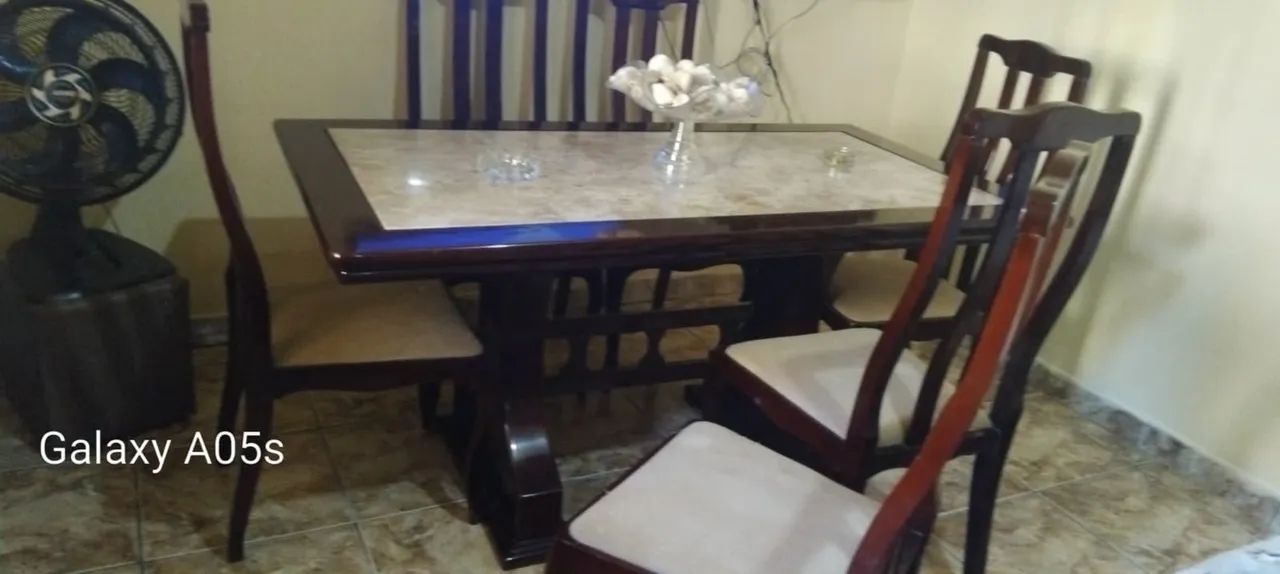 mesa de jantar com 6 cadeira em jacarandá com mármore  - Foto 2