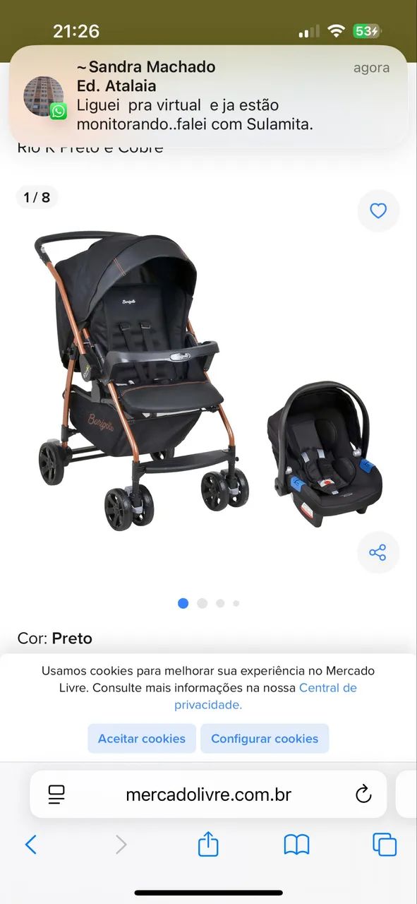 Carrinho + bebê conforto da Burigotto