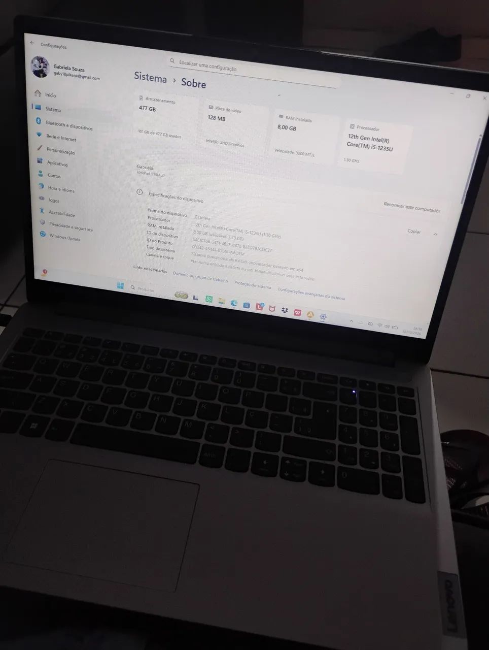 Vendo notebook Lenovo i5 passo cartão 